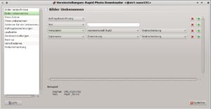 Abbildung 10: Aus einer Reihe von Daten (EXIF-Tags, Dateiname, feste Textelemente) klicken Sie einen Dateipfad zusammen, unter dem Rapid Photo Downloader die Fotos auf der Festplatte ablegt.