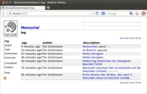 Abbildung 11: Der eingebaute Webserver von Mercurial erlaubt den Zugriff auf die Historie.