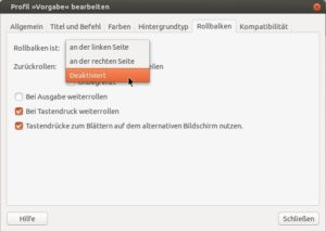 Abbildung 2: In den Programmeinstellungen schalten Sie den Rollbalken über den gleichnamigen Reiter ab.