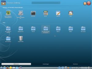 Abbildung 2: Der an Unity erinnernde Rosa Launcher von OpenMandriva arbeitet ohne Hierarchie.