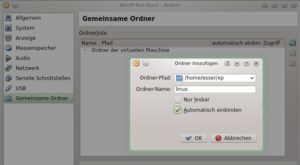Abbildung 2: Über die VirtualBox-Funktion "Gemeinsame Ordner" richten Sie ein Verzeichnis ein, auf das auch das virtuelle XP zugreifen darf.
