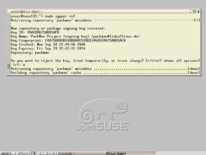 Abbildung 2: Wenn Sie unter OpenSuse eine neue Paketquelle hinzufügen, müssen Sie den Signierschlüssel bestätigen.