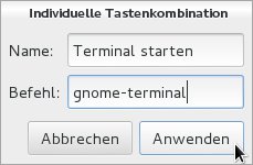 Abbildung 3: Für den neuen Shortcut tragen Sie einen Namen und den Befehl ein.