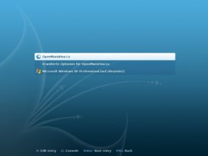 Abbildung 3: Wenn Sie OpenMandriva auf einem Rechner installieren, auf dem bereits Windows läuft, bietet das Bootmenü beide Systeme an.