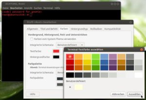 Abbildung 5: Im Gnome-Terminal können Sie unterschiedliche Profile einrichten. Mit dieser Konfiguration sollte es offensichtlich sein, wann Sie als "root" arbeiten.