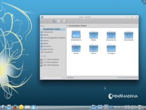 Abbildung 5: OpenMandriva verwendet als Desktop KDE, hat aber das Startmenü durch eine bildschirmfüllende Startseite ersetzt.