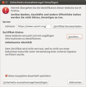 Abbildung 6: In diesem Dialogfenster laden Sie das Zertifikat herunter und bestätigen es.