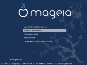 Abbildung 6: Die Mageia-DVD lässt Sie schon in Bootmenü Sprache auf Auflösung wählen.