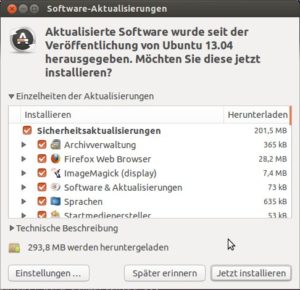 Abbildung 6: Über Ubuntus Software-Aktualisierungen spielen Sie mehrere Updates gleichzeitig ein.