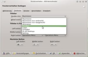 Abbildung 6: In den KDE-Einstellungen können Sie den Titelleisten-Doppelklick der Einrollfunktion zuweisen.