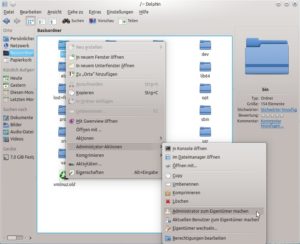 Abbildung 6: Der Dolphin-Dienst Root Actions Servicemenu stellt ein neues Menü mit Administrator-Aktionen bereit.