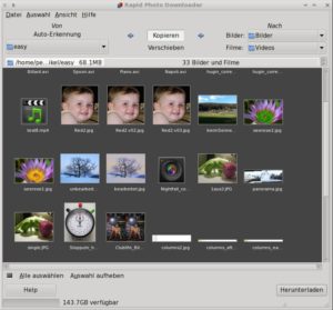 Abbildung 9: Rapid Photo Downloader hat (anders als Digikam) nur eine Funktion: Es sortiert Dateien aus der Speicherkarte der Digitalkamera auf der Festplatte in eine aus den Bilddaten generierte Verzeichnishierarchie ein.