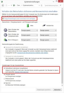Abbildung 9: Wenn Sie unter Windows 8 den Schnellstart deaktivieren, beschwert sich Linux nicht mehr über das unsauber ausgehängte Windows-Dateisystem.