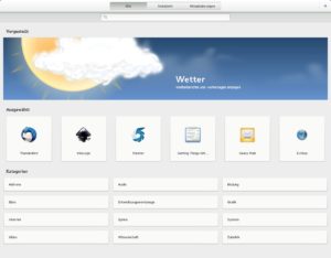 Abbildung 3: Chapeau Linux teilt seinen Programmfundus sehr übersichtlich in Kategorien auf.