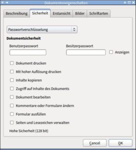 Abbildung 9: Zwei Passwörter steuern diverse Details bei der Wiedergabe von Dokumenten: Beim Öffnen so geschützter Dokumente ist zunächst die Eingabe des Passworts erforderlich.
