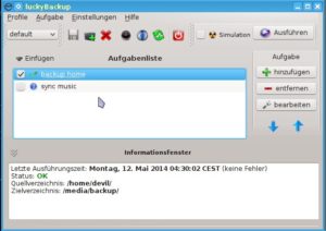 Abbildung 1: Lucky Backup bietet sich als Alternative für Anwender an, die sich auf der Kommandozeile nicht sattelfest fühlen.