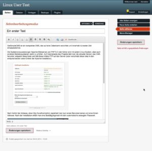 Abbildung 2: GetSimpleCMS besitzt nur einen einfachen Editor, der aber ein unkompliziertes Einbinden von Bildern erlaubt.