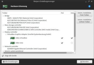 Abbildung 3: Manjaro verfügt über ein eigenes Werkzeug zur Erkennung der im System verbauten Hardware.