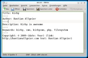 Abbildung 3: Bei Kirby findet die gesamte Bearbeitung und Verwaltung im Texteditor und einem FTP-Client statt.