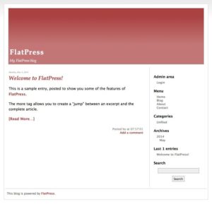 Abbildung 4: Das Standard-Layout von Flatpress erinnert ein wenig an frühe WordPress-Auftritte. Allerdings ist Flatpress deutlich schlanker.