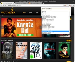 Abbildung 4: Viele Video-on-Demand-Anbieter müssen Sie durch Ändern der Browser-Kennung zur Zusammenarbeit überreden.