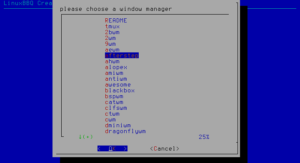 LinuxBBQ erlaubt die Auswahl zahlreicher Window-Manager.