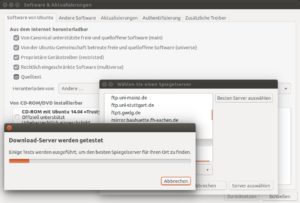 Abbildung 1: Ein bisschen versteckt enthält Synaptic einen kleinen Test, der den schnellsten Downloadmirror von Ubuntu herausfindet.