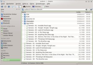 Abbildung 2: Unter der Adresse "audiocd:/" zeigt Dolphin in virtuellen Ordnern die Titel auf der CD an.