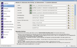 Abbildung 3: Die IDE bietet eine ganze Batterie von Compilern an, darunter Xelatex. Wie Sie die verwendete Befehlszeile modifizieren, verrät die Hilfe unter den Eingabefeldern.