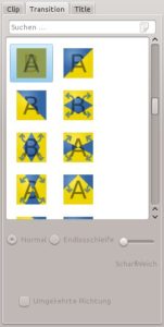 Abbildung 4: Die Transitionbibliothek stellt eine Reihe von Übergängen zur Verfügung.