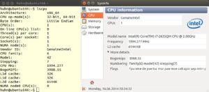 Abbildung 4: "lscpu" ist deutlich informativer als das grafische Programm Sysinfo – schnell getippt ist das Kommando obendrein.