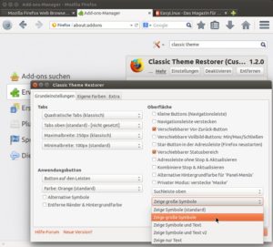 Abbildung 5: Ein aktueller Browser im klassischen Firefox-Look: Das Add-on "Classic Theme Restorer" kehrt zum gewohnten Aussehen zurück.