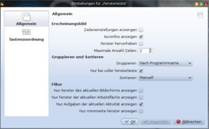 Abbildung 5: Über die Einstellungen der Fensterleiste gewöhnen Sie KDE das automatischen Sortieren von Fenstern ab.