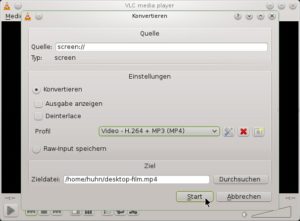 Abbildung 7: Mit dem VLC Media Player erstellen Sie Screencasts und nehmen Ihren Linux-Desktop auf.