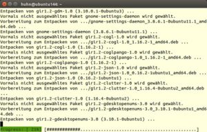 Abbildung 7: Das neue APT gibt sich auf Wunsch auskunftsfreudig und blendet einen farbigen Fortschrittsbalken im Terminal und auf der Konsole ein.