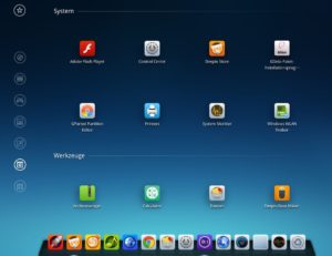 Abbildung 1: Gnome recht ähnlich, jedoch eleganter und durchdachter: der Deepin-Desktop mit geöffneter Applikationsliste.