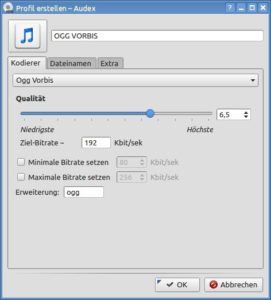Abbildung 2: Für jede Audio-Qualität können Sie Profile anlegen.