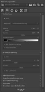 Abbildung 4: Die Filter fasst Rawtherapee in sechs Gruppen zusammen, die in der Regel jeweils umfangreiche Einstellungen mitbringen.