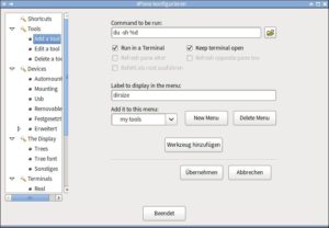Abbildung 4: Eigene Befehle binden Sie auf einfache Weise im Dateimanager ein.