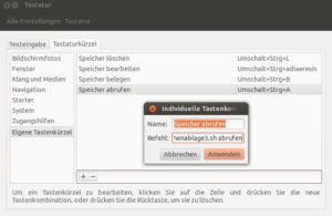 Abbildung 1: So legen Sie Tastatur-Shortcuts für das Skript mit vier verschiedenen Parametern fest.