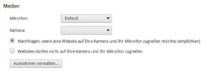 Abbildung 3: Chrome erlaubt unter Umständen ungefragt den Zugriff auf Webcam und Mikrofon im System.