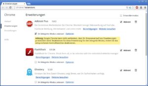 Abbildung 6: Im Inkognito-Modus deaktiviert Chrome aus Sicherheitsgründen zunächst sämtliche Addons. Welche Sie auch in dieser Betriebsart nutzen möchten, legen Sie in den Einstellungen der Erweiterungen fest.