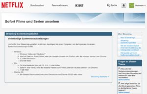 Abbildung 1: Mit einem Linux-Browser meldet Netflix nur, dass der Rechner nicht den Systemanforderungen entspricht.