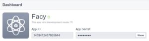 Abbildung 1: Ganz ohne Schmerzen gelingt das Nutzen von Facy nicht: Sie müssen zuerst einen Entwickler-Account anlegen, danach eine App erstellen und schließlich den lokalen Client mit der App-ID und dem App-Secret authentifizieren.