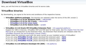 Abbildung 1: Von der VirtualBox-Download-Seite benötigen Sie zwei Pakete: eines speziell für Ihr Betriebssystem und ein generisches Erweiterungspaket für alle Betriebssysteme.
