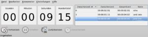 Abbildung 1: Start, Stopp und eine kommentier- und speicherbare Zwischenzeitenliste: Das ist alles, was ein Stoppuhrprogramm wie Kronometer braucht.