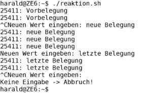 Abbildung 2: Mittels eines Signals steuern Sie den Ablauf eines Skripts, indem Sie wie in diesem Beispiel eine Variable neu belegen.