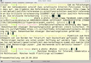 Abbildung 2: Etwas gewöhnungsbedürftig und nicht ganz so bunt wie das Facebook auf der Webseite präsentiert Facy den Nachrichtenstream.