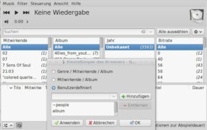 Abbildung 2: Der Quod-Libet-Browser gruppiert die Stücke nach beliebigen Kriterien, sogar nach nicht standardmäßigen Tags, die Sie Ihrer Musiksammlung mit dem eingebauten Tag-Editor hinzugefügt haben.
