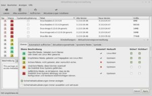 Abbildung 3: Was bedeuten die Farben in der Spalte "Ebenen" der Aktualisierungsverwaltung? Die Programmeinstellungen enthalten eine Legende und eine Erklärung.